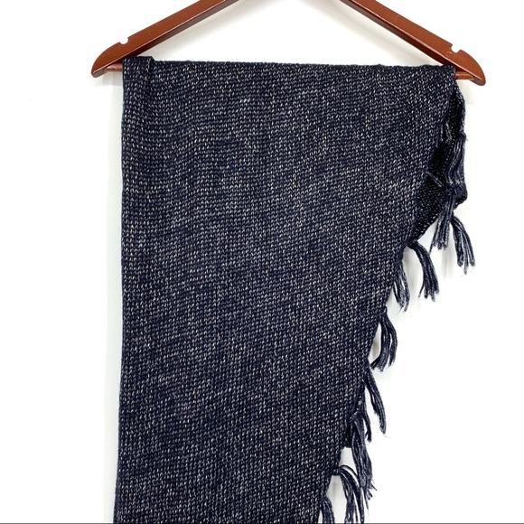 White House Black Market Navy Blue Metallic Fleck  Sweater With Removable Scarf - Picture 10 of 16